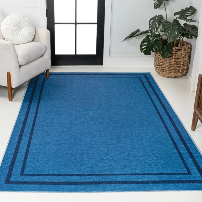 JONATHAN Y Lighting Washable 4′ x 6′ Chenille Border, Solid, Traditional, and Transitional Indoor Rectangular Area Rug
