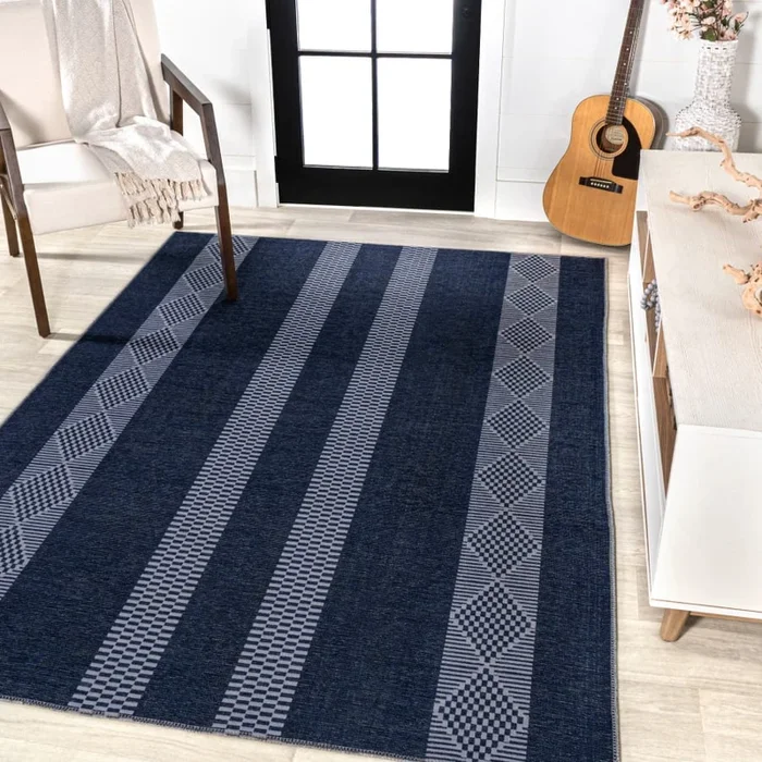 JONATHAN Y Lighting Washable 5-1/4′ x 8′ Polypropylene Striped and Trellis Indoor Rectangular Area Rug