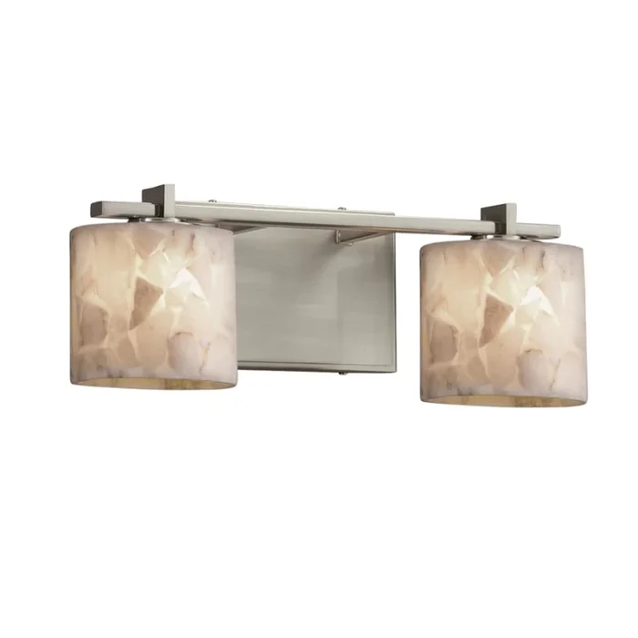 Justice Design Group Alabaster Rocks! 2 Light 17″ Wide LED Bathroom Vanity Light with Oval Shades