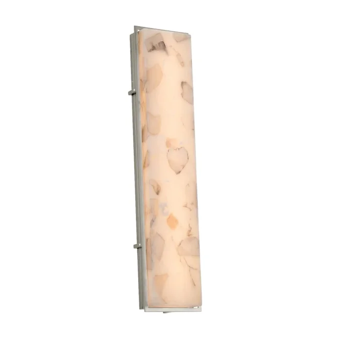 Justice Design Group Alabaster Rocks! Single Light 36″ Tall 3000K LED Outdoor Wall Sconce with Shaved Alabaster Rocks Cast Into Resin Rectangular Shade