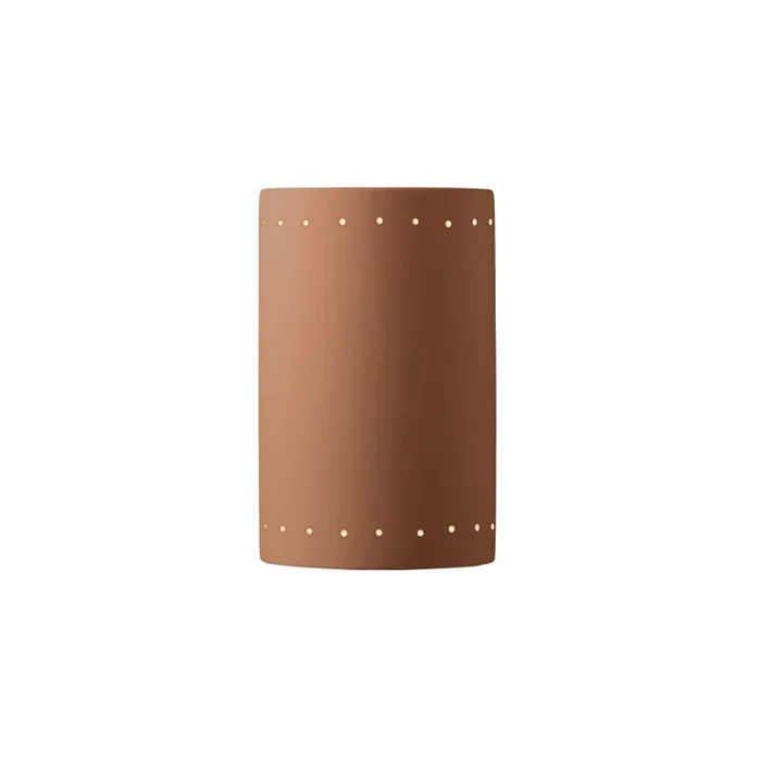 Justice Design Group Ambiance 13″ Tall LED Wall Sconce with a Ceramic Perforated Cylinder Shade