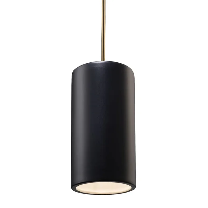 Justice Design Group Ambiance 7″ Wide LED Pillar Candle Mini Pendant with a Ceramic Carbon Matte Black Shade