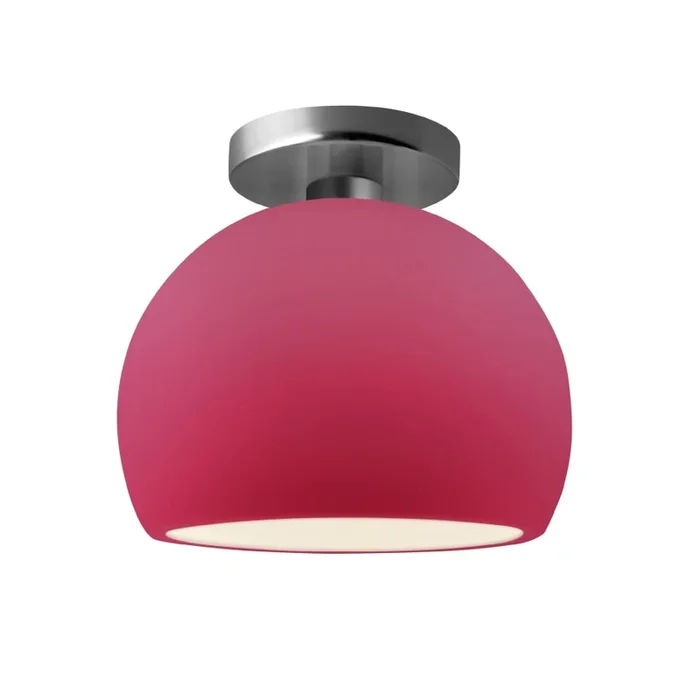 Justice Design Group Radiance 7″ Wide Semi-Flush Globe Ceiling Fixture with a Ceramic Cerise Shade