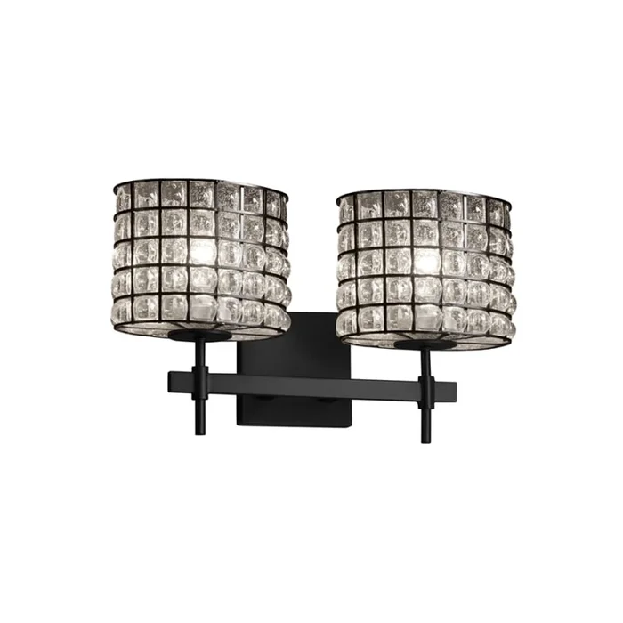Justice Design Group Wire Glass 2 Light 16″ Wide Bathroom Vanity Light