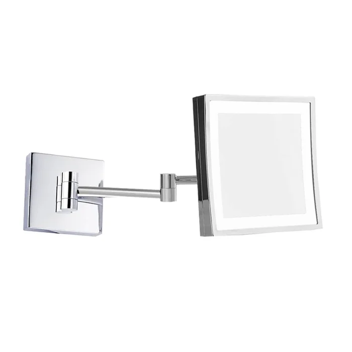 Kartners Mirror – 8.5-inch x 8.5-inch Square Wall Mounted with LED Light Mirror-Prosecco Bronze