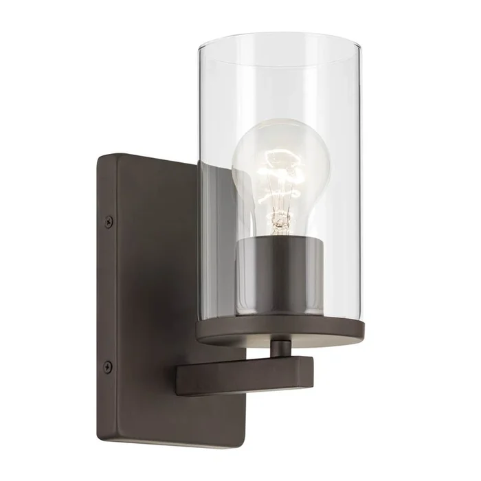 Kichler Lighting Crosby 4.5” 1-Light Wall Sconce with Clear Glass in Olde Bronze