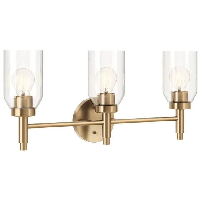 Kichler Lighting Madden 24 Inch 3 Light Vanity with Clear Glass in Champagne Bronze