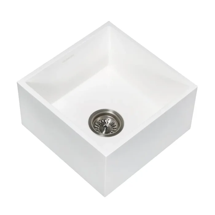 Kingston Brass Arcticstone 15″ Farmhouse Single Basin Solid Surface Kitchen Sink with Basket Strainer