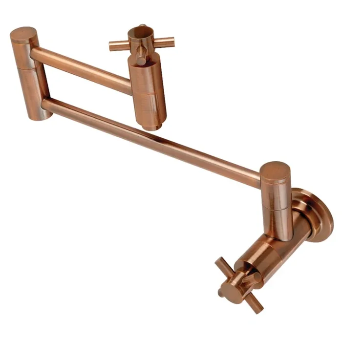Kingston Brass Concord 3.8 GPM Wall Mounted Double Handle Pot Filler Faucet with Metal Cross Handles