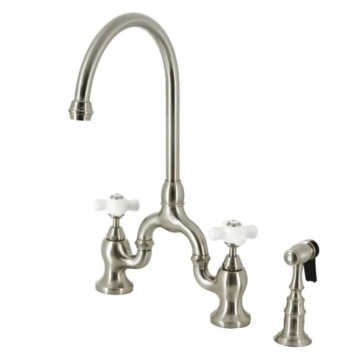 Kingston Brass English Country 1.8 GPM 16-13/16″ Bridge Kitchen Faucet – Includes Side Spray