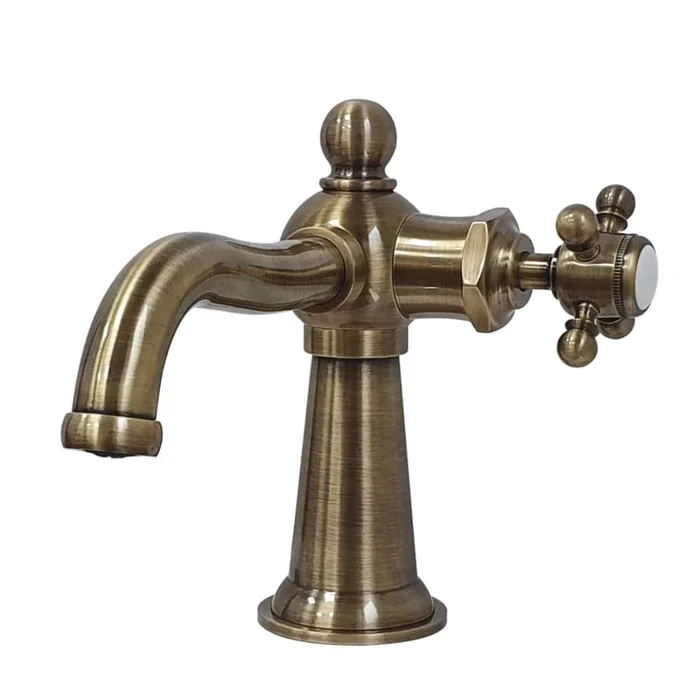 Kingston Brass Nautical 1.2 GPM Deck Mounted Single Hole Bathroom Faucet with Push Pop-Up Drain Assembly