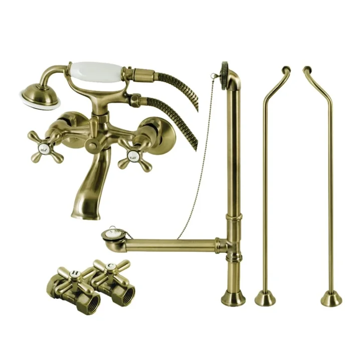 Kingston Brass Vintage Wall Mounted Clawfoot Tub Filler – Includes Hand Shower