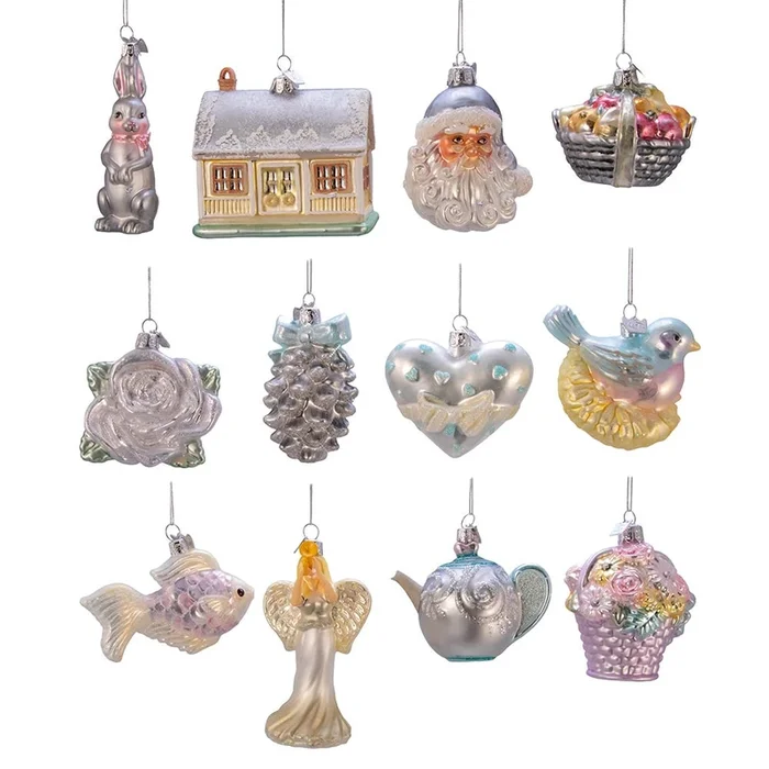 Kurt Adler 3-4.375-Inch Noble Gems™ Newlywed’s Glass Tree Box, Set of 12