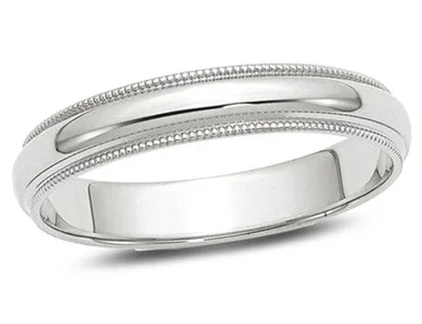 Ladies or Mens 14K White Gold 4mm Milgrain Wedding Band Ring – 08QGG8040GMW-7