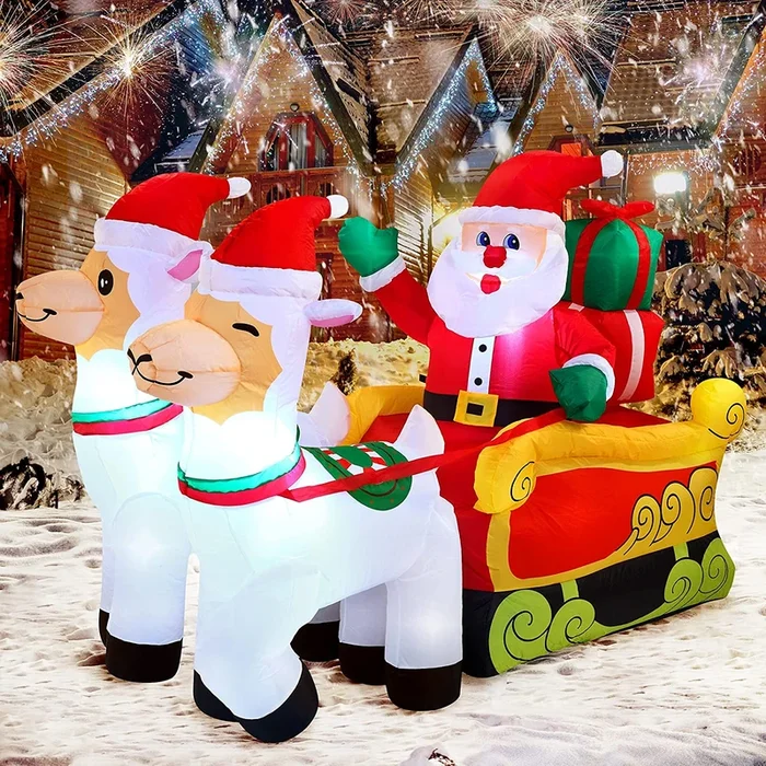 Large Santa on Llama Sleigh Inflatable (6 ft)