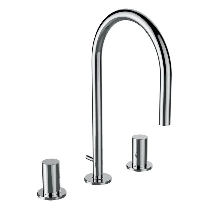 Laufen 3-hole basin mixer, projection 6-/1/2”, swivel spout, with pop-up waste lever, with pop-up waste