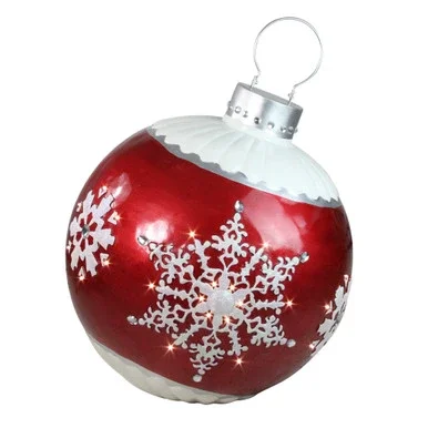 LED Lighted Ball Commercial Christmas Ornament Outdoor Decoration – Red – 26.5”