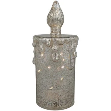 LED Lighted Dripping Mercury Candle Christmas Decoration – 8.75″ – Gold