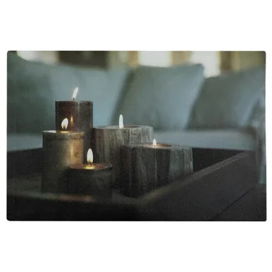 LED Lighted Faux Driftwood Flickering Candles Canvas Wall Art 15.75″ x 23.5”