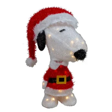 LED Lighted Peanuts Snoopy Santa Outdoor Christmas Decoration – 18″ – Warm White