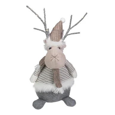 LED Lighted Wrapped Antlers Knitted Reindeer Christmas Figure – 18″
