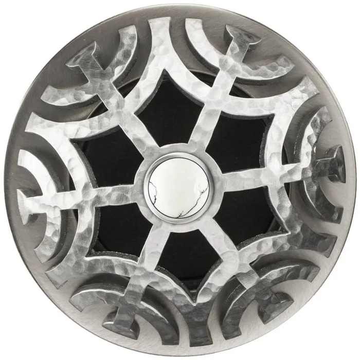 Linkasink Maze Grid Strainer – Satin Hammered Finish..White Stone Screw, With Overflow