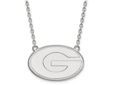 LogoArt Sterling Silver University Of Georgia Large Pendant Necklace SS016UGA18T