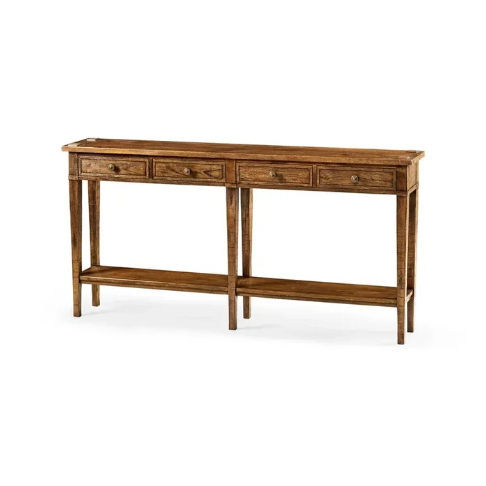 Long Narrow Country Console – Walnut Finish