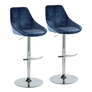 Lumisource Diana Adjustable Set Of 2 Bar Stool In Chrome BS-DIANA-RT2 CHRMVBU2