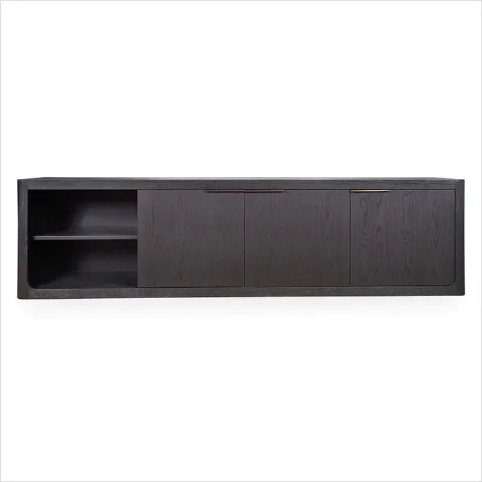 Luna 3-Door Media Cabinet – Charcoal