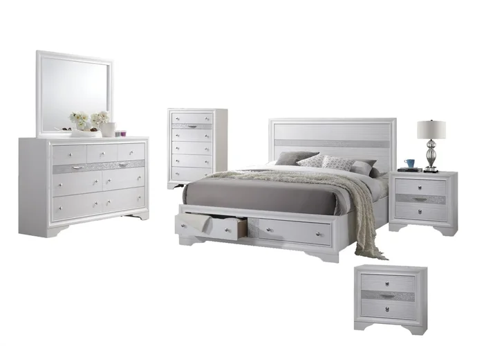 Mariano Furniture – Catherine 5 Piece Eastern King Bedroom Set – BQ-CATH-EK4C