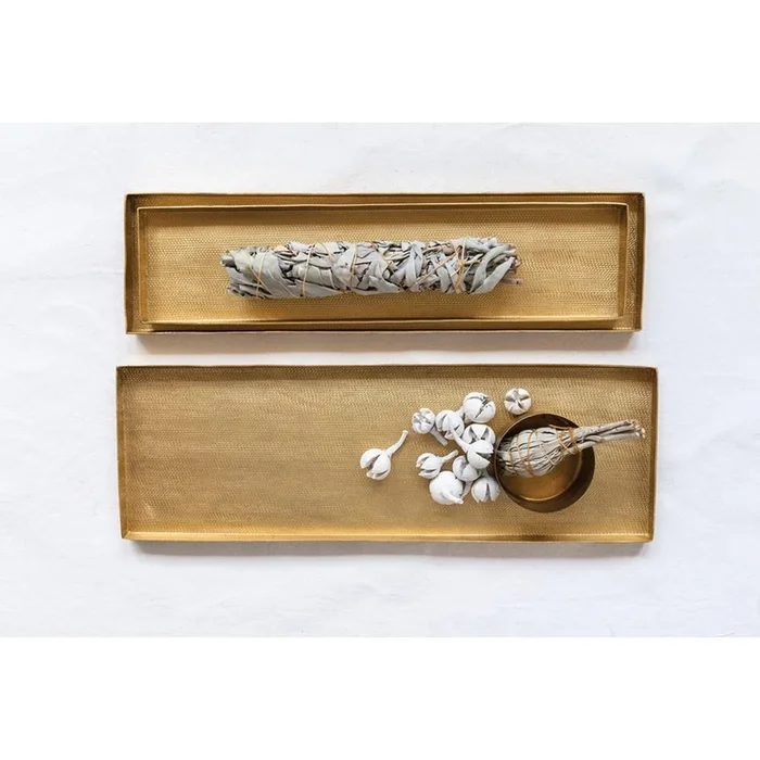 Matte Brass Textured Metal Tray – 3 Sizes