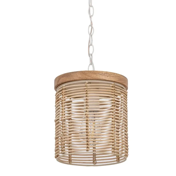 Maxim Vannerie 7″ Wide Wood Mini Pendant