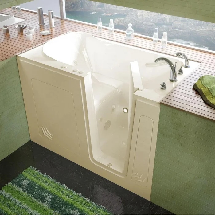 Meditub MediTub Walk-In 30 x 54 Right Drain Biscuit Whirlpool Jetted Walk-In Bathtub