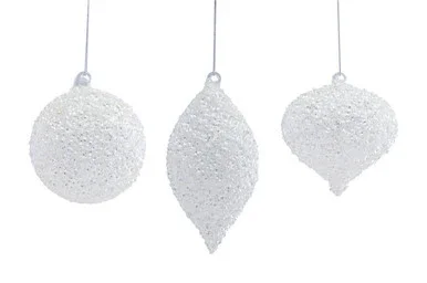 Melrose Glass Set Of 12 Ornament With White Finish 80883DS