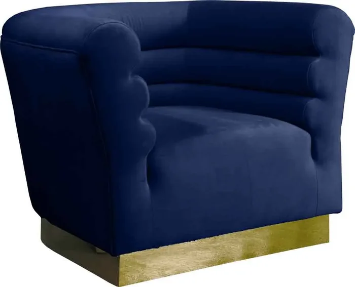 Meridian Furniture – Bellini Velvet Chair in Navy – 669Navy-C