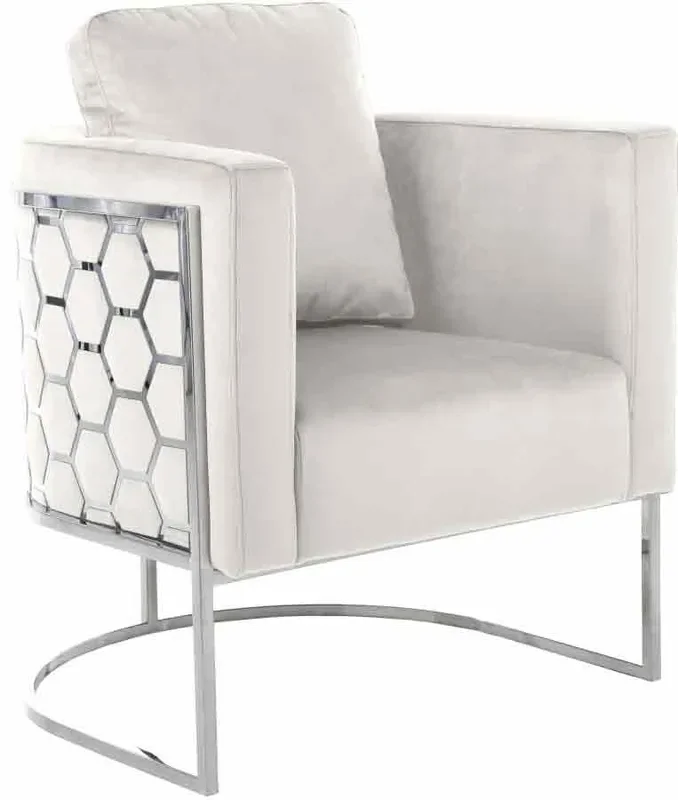 Meridian Furniture – Casa Velvet Chair in Cream – 691Cream-C