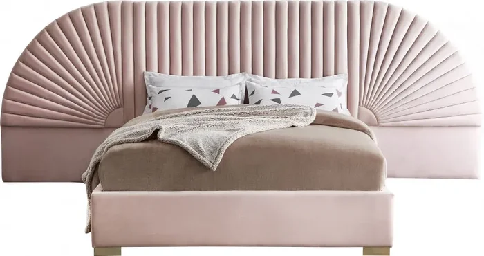Meridian Furniture – Cleo Velvet Queen Bed in Pink – CleoPink-Q