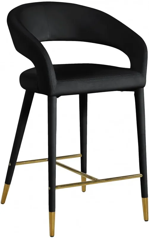 Meridian Furniture – Destiny Velvet Stool in Black – 540Black-C