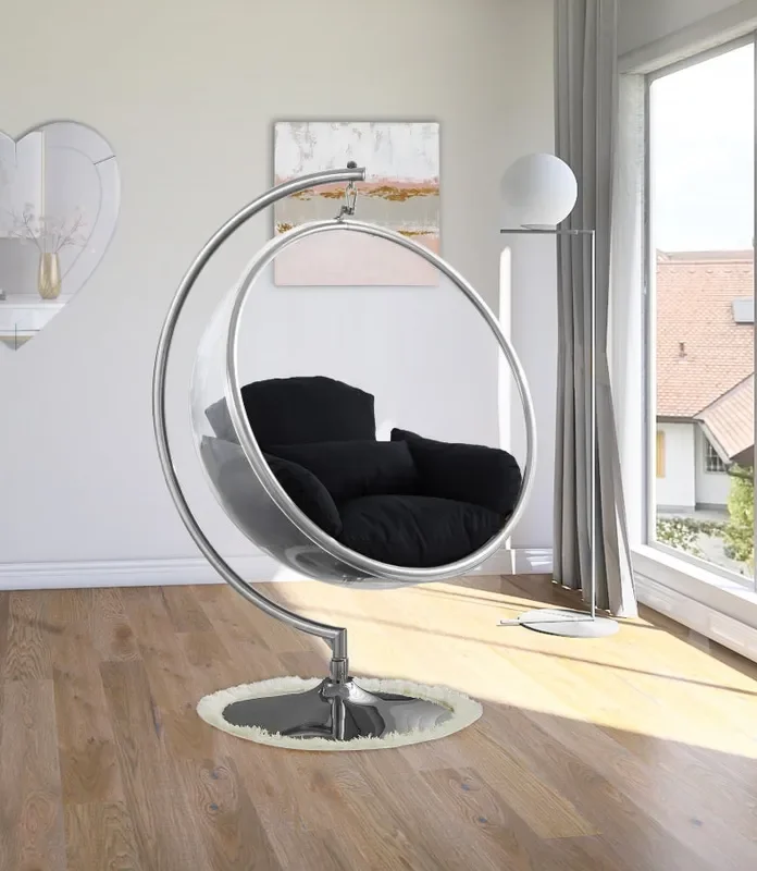 Meridian Furniture – Luna Acrylic Swing Bubble Accent Chair in Black – 507Black