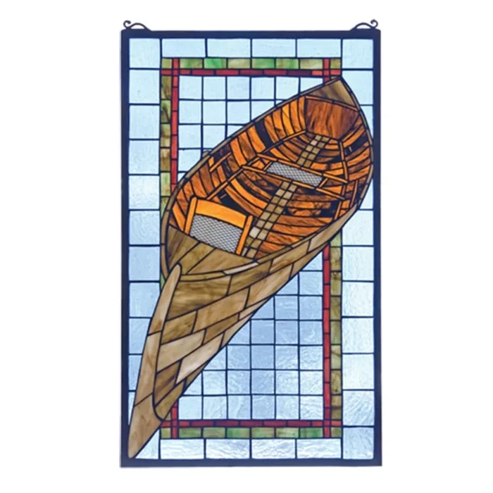 Meyda Tiffany Tiffany Rectangular Stained Glass Window Pane from the Guideboat Collection