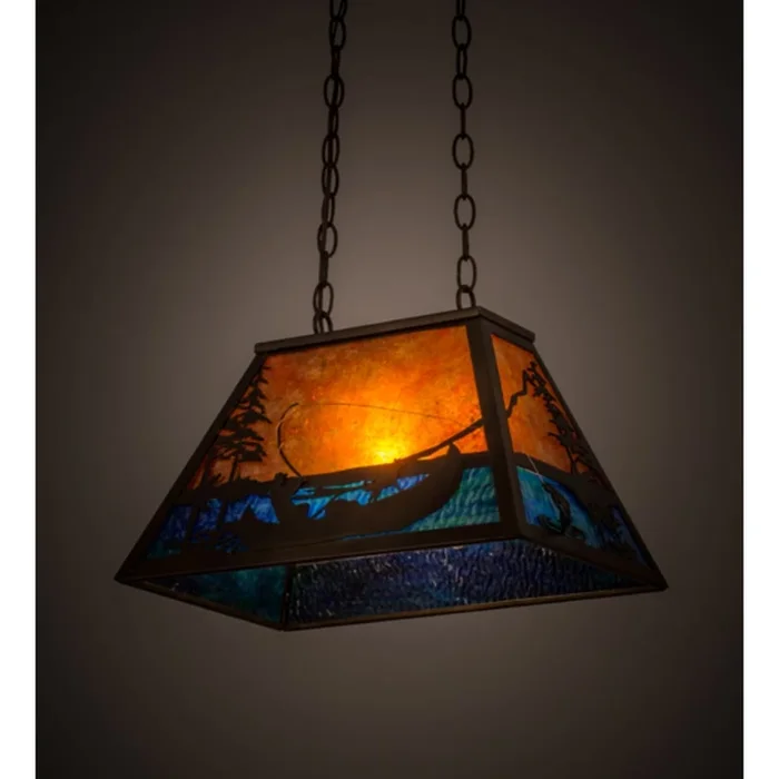Meyda Tiffany Trout and Fisherman 13″ Wide Pendant