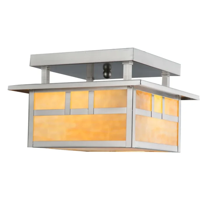 Meyda Tiffany Two Light Down Lighting Flush Mount Outdoor Ceiling Fixture from the Mission Collection