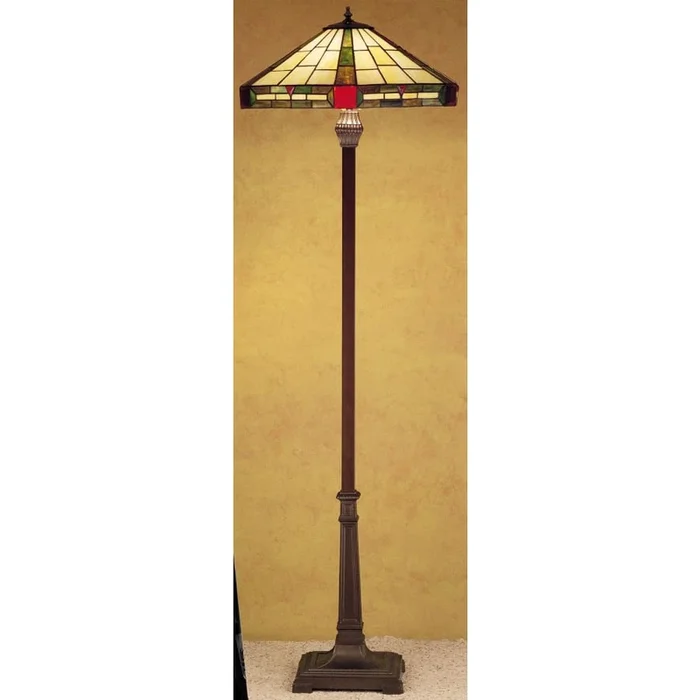 Meyda Tiffany Vintage Stained Glass / Tiffany Floor Lamp from the Wilkenson Ruby Jeweled Collection