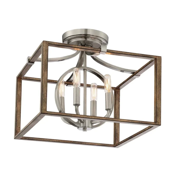 Minka Lavery Country Estates 4 Light 17″ Wide Semi-Flush Square Ceiling Fixture