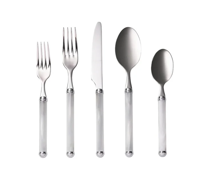 Mirage 5-Piece Place Setting in White & Silver