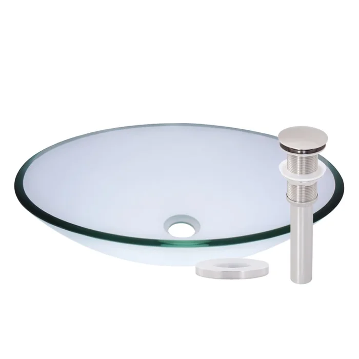 Miseno Oval 20″ Tempered Glass Vessel Bathroom Sink