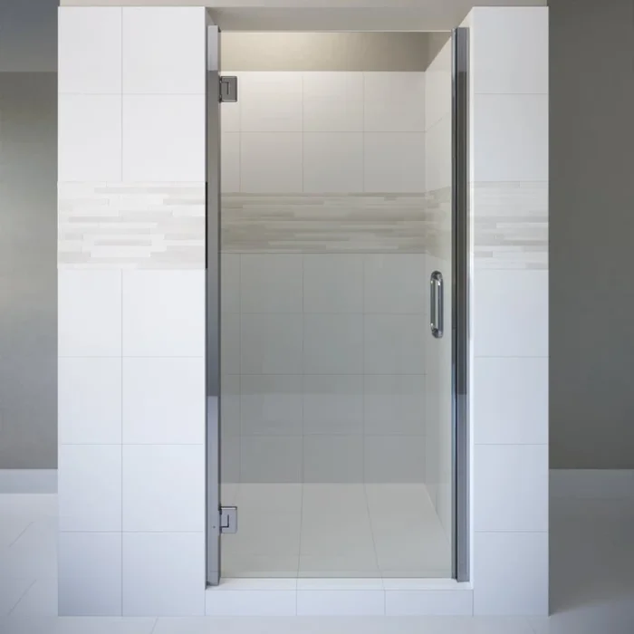 Miseno Sway 72″ High x 25″ Wide Hinged Frameless Shower Door with Clear Glass
