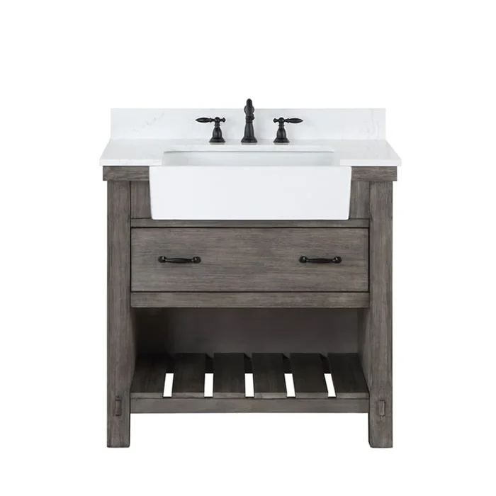 Miseno Villareal 36″ Free Standing Single Basin Vanity Set with Cabinet and Stone Composite Vanity Top