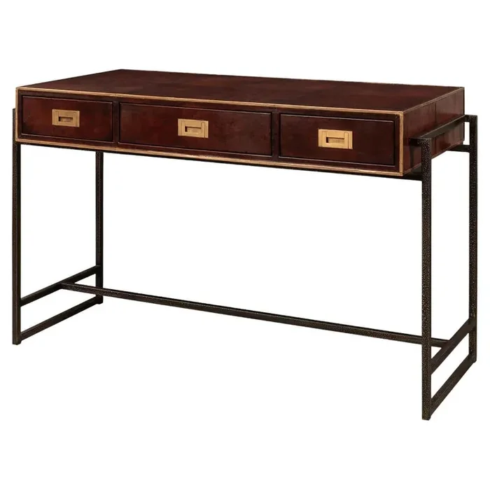 Modern Industrial Leather Desk